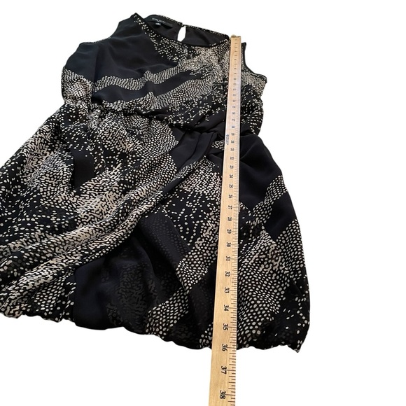 Nine West Black Graphic Print Mini Dress-Elastic Bubble Hem-Size 10 - Picture 8 of 11